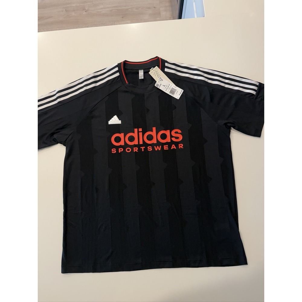 Adidas Tiro Jacquard Jersey Men's L Black Red White Short Sleeve IW3586